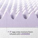 3 Inch Egg Crate Memory Foam Mattress Topper with Soothing Lavender Infusion, CertiPUR-US Certified, Twin