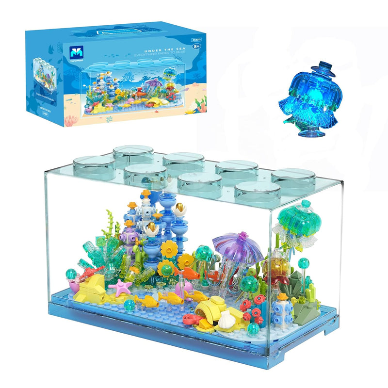 Fish Tank Aquarium Building Block Set With Light, Under The Sea Building Ki
