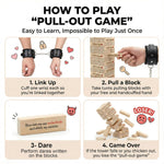 Pull Out Game: Naughty Tower With Handcuffs – Romantic Stacking Blocks - Bedroom Games For Couples With Dares, Truths & Promises – Sexy Date Night And Bedroom Challenge – Great Couple Games For Adults