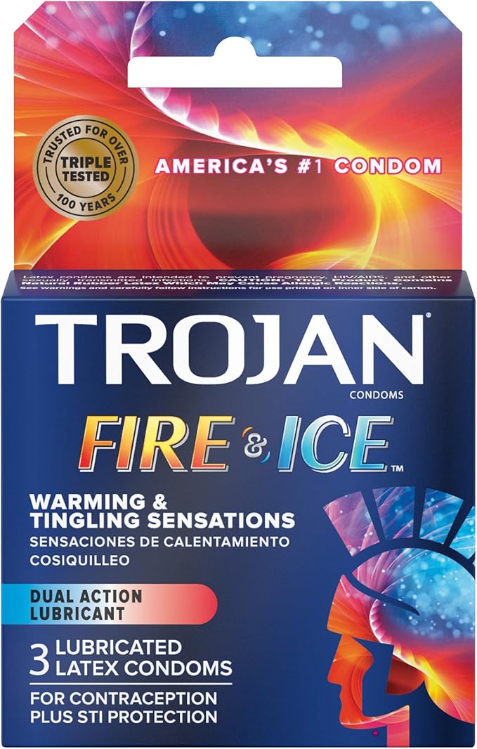 Fire & Ice Dual-Sensation Lubricated Condoms – 3 Pack for a Thrilling Experience