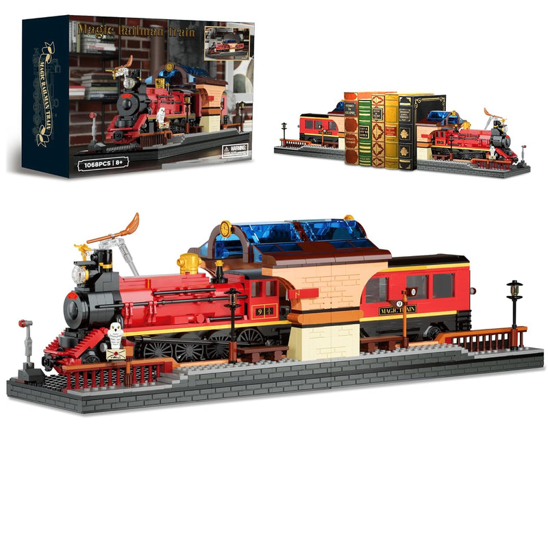 2In1 Magic Train & Bookends Building Set, Home Decorative Building Block To