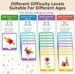 209-Piece Wooden Pattern Blocks Set for Kids with Design Cards