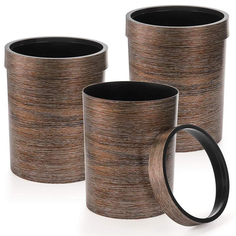 3 Pack Vintage Small Trash Can, 1.7 Gallon Plastic Round Wastebasket, Hipsteen R