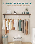 Clothes Rack, 65.7" Industrial Pipe Clothing Rack for Hanging Clothes, Wall Mounted Heavy Duty Space Saving Garment Rack for Closet Storage, Black, 3 Base