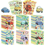 32 Sheets Race Car Make-a-Face Stickers for Kids, DIY Party Favors & Craft Supplies