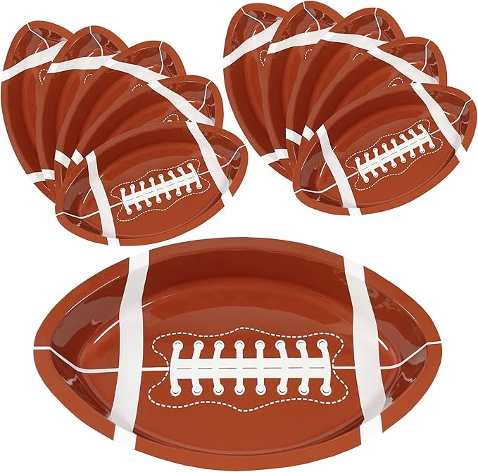 Football Serving Trays | 10 Pcs Plastic Football Snack Trays | Game Day Football Serveware | Tailgate Party Serving Platter | Football Party Decorations | Reusable Big Game Chip Trays