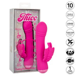 Thicc Chubby Rotating Butterfly Waterproof Silicone Rechargeable Rabbit Vibrator Pink - Se-0650-35-3