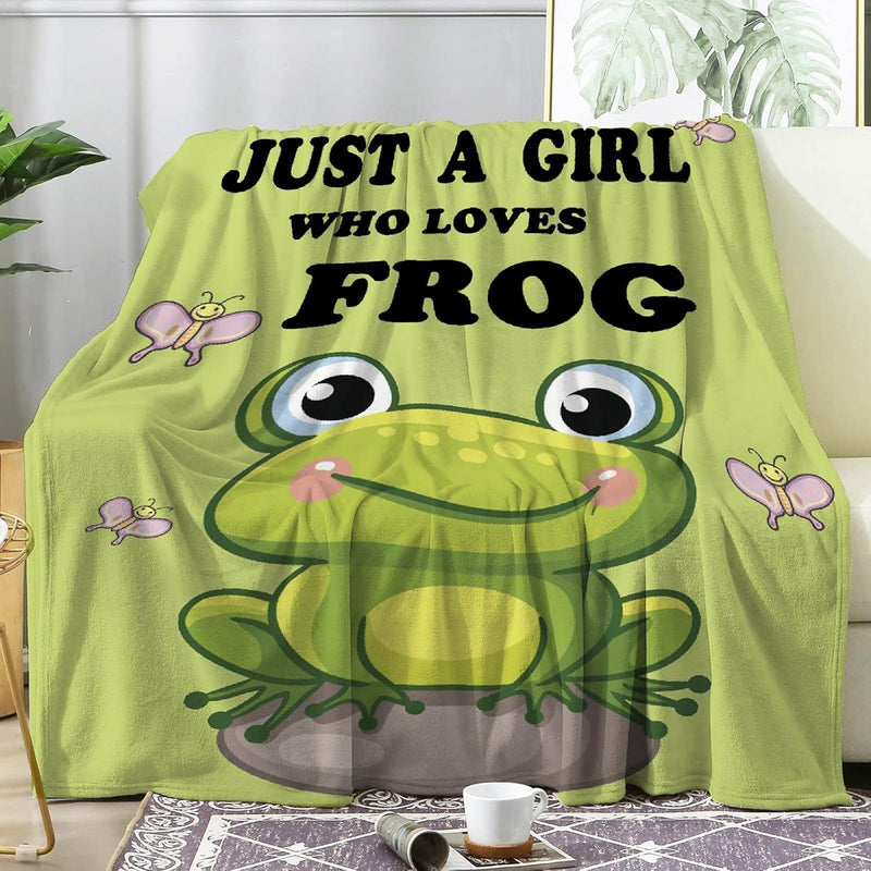 Just A Girl Who Loves Frog Soft Blanket All Season Throw Blanket Fleece Blanke