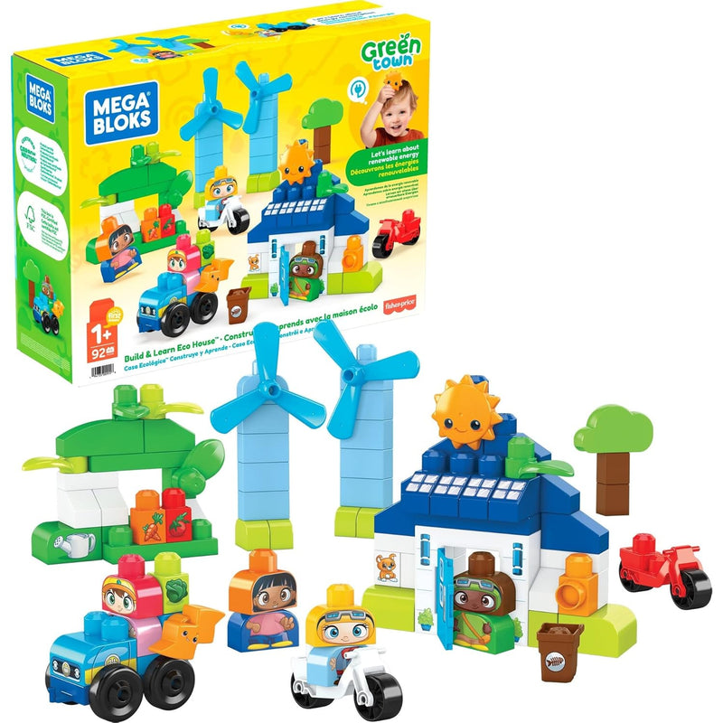Bloks Fisher Price Toddler Blocks Toy Set, Green Town Build ‘N Learn Eco Ho