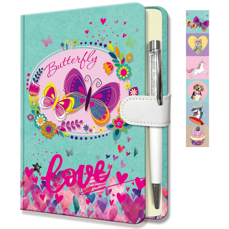 Butterfly Journal For Girls Gift For Teen, Kids Diary With Pen & Magnetic C
