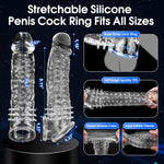 Penis Sleeve Cock Sleeve Realistic Adult Male Sex Toys For Men,Penis Extender Reusable Cock Ring,Delay Ejaculation Enhance Erection Male Couples Adult Toys-Clear