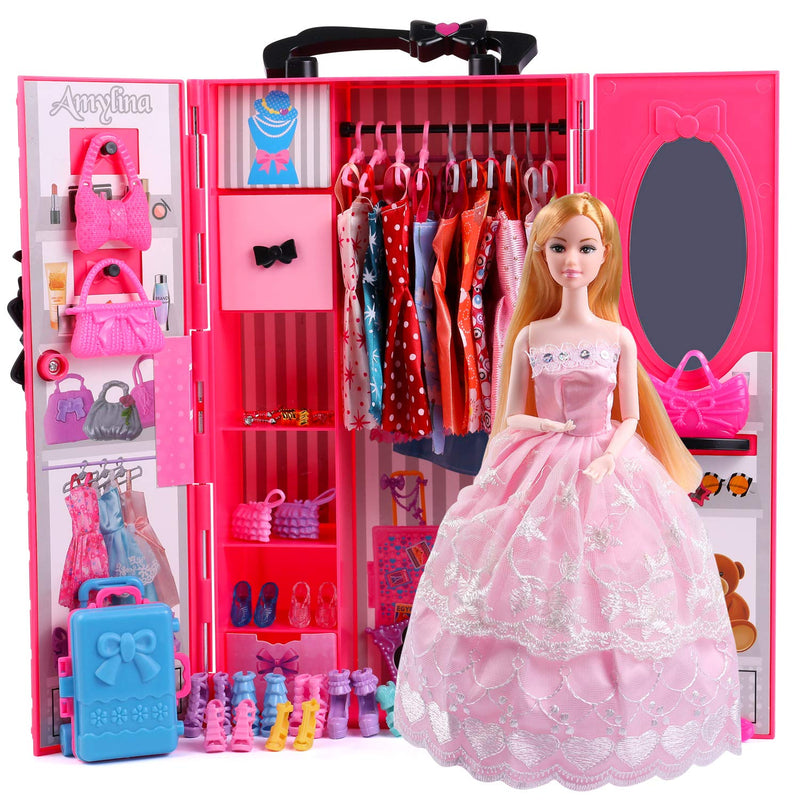 11.5 Inch Girl Doll And Closet Set With Clothes And Accessories Items Inclu
