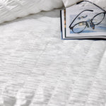 Full Bed In A Bag White Seersucker Comforter Set With Sheets 7-Pieces All Season Bedding Sets With Comforter, Pillow Sham, Flat Sheet, Fitted Sheet And Pillowcase