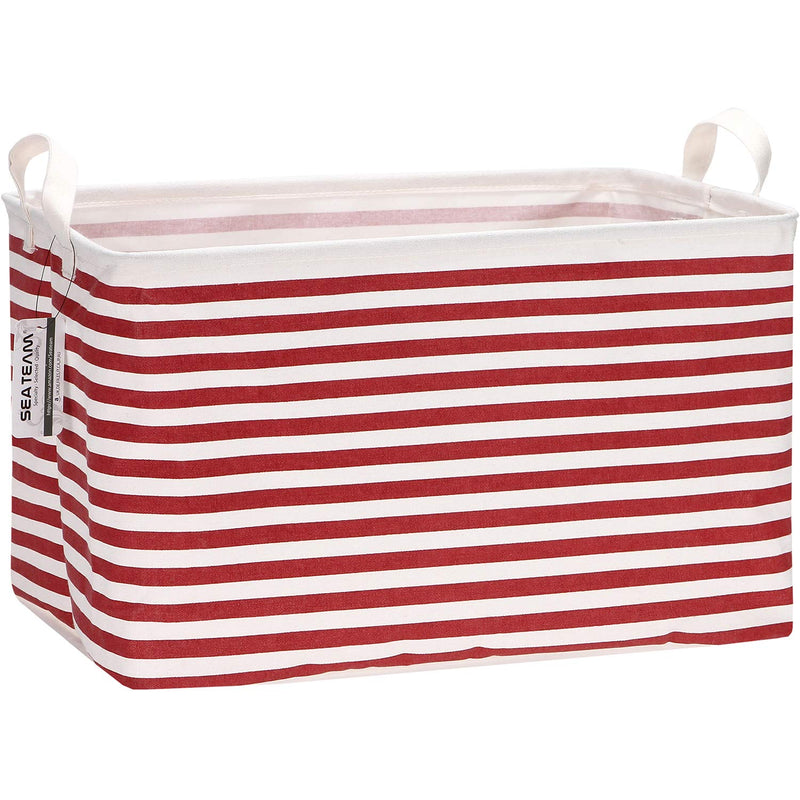 Collapsible Canvas Fabric Storage Basket With Handles, Rectangle Waterproof Stor