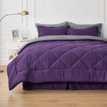 Purple Queen Comforter Set - 7 Pieces Reversible Bed Set Bed In A Bag Queen With Comforters, Sheets, Pillowcases & Shams, Queen Bedding Sets