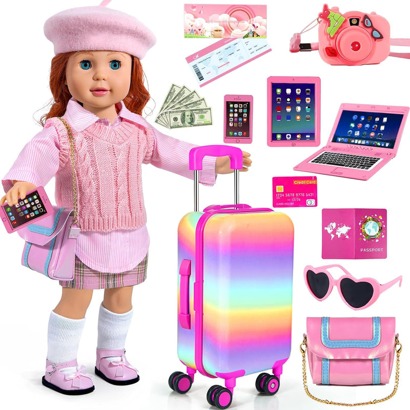 18 Inch Doll Clothes And Accessories Doll Travel Suitcase Luggage, Doll Clo