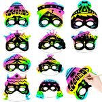 60 Pcs Purim Scratch Art Masks, DIY Rainbow Craft Kit for Jewish Holiday Activities