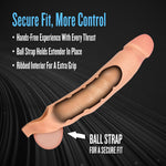 Blush Performance Plus 11.5" Penis Extender Sleeve W/Ball Strap, Adds 2.5" Length & 2" Girth - Purio Liquid Silicone Cock Sheath, Ribbed Secure Fit Male Size Enlarger Adult Sex Toy For Men - (Beige)