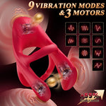 Vibrating Cock Ring Couples Sex Toys - Silicone Penis Ring Vibrator With Lip-Shaped Clitoral Stimulator & Testicle Vibrator, 9 Vibrations & 3 Motors & Smart Ai Sync App Adult Sex Toys For Men Women