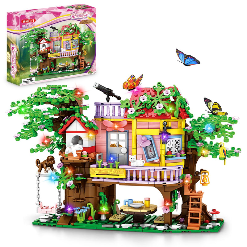 840 Piece Tree House Building Sets,Girls Creative Forest House Building Blo