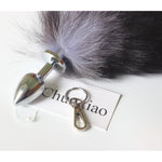 Real Fox Fur Tail Stainless Steel Anal Plug Set - Sensual Adult Toy & Cosplay Accessory (Brown, Small Plug)
