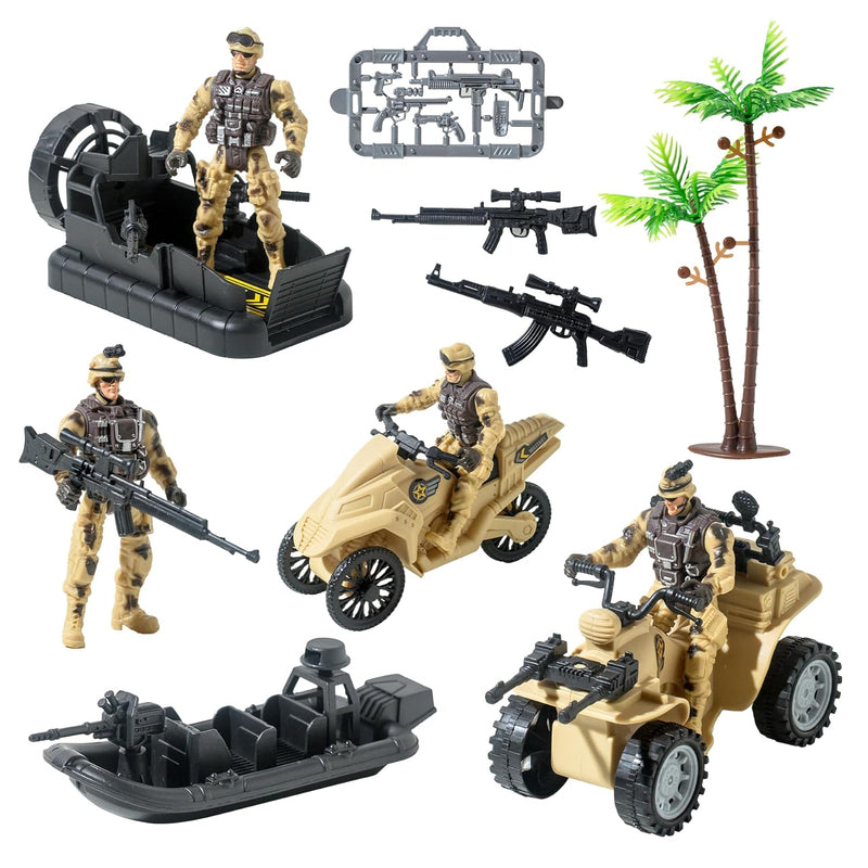 Army Men Action Figures With Military Vehicles Toys Playset, Toy Soldiers W