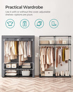 Closet Wardrobe, Portable Closet for Bedroom, Clothes Rail with Non-Woven Fabric Cover, Clothes Storage Organizer, 55.1 x 16.9 x 68.5 Inches, Gray URYG02GY