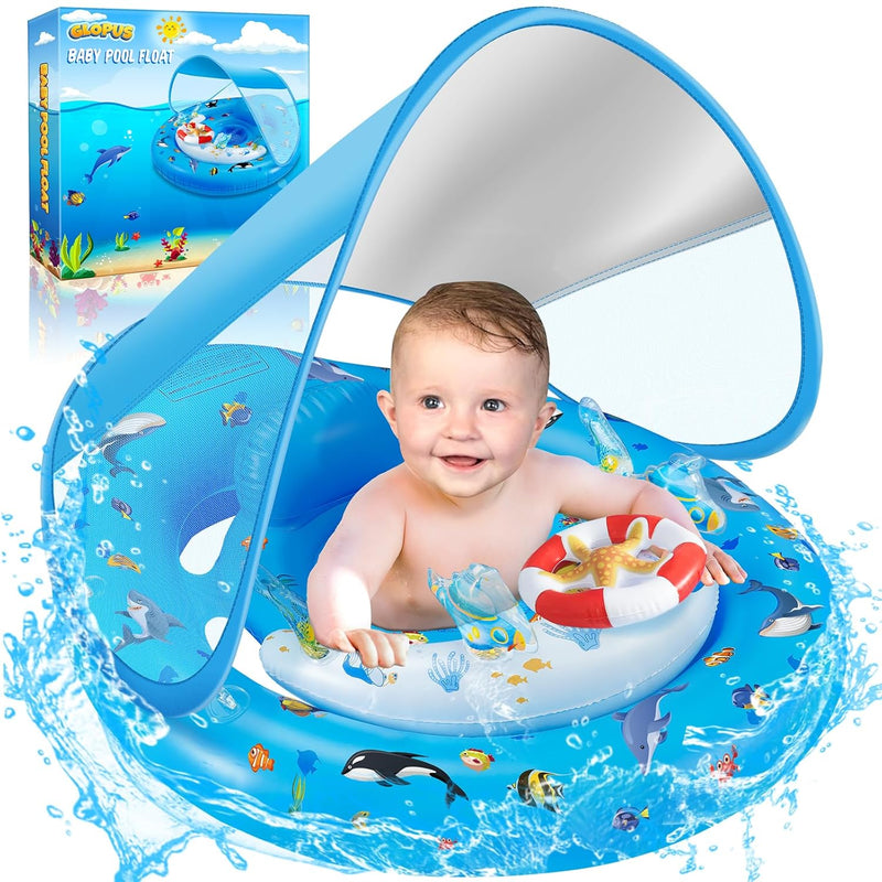 Baby Pool Float With Canopy, Infant Pool Float For 6 24 Months, Baby Swimmi