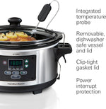 Portable 6 Quart Digital Programmable Slow Cooker Lock, Dishwasher Safe Crock & Lid, Set & Forget, Stainless Steel