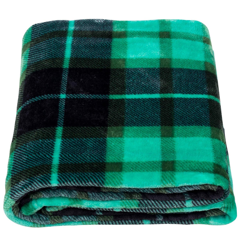 Flannel Fleece Throw Blanket 60 × 80 Inches, All Season Plaid Green Blanket Fo