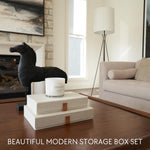 Decorative Photo Storage Boxes with Lids - Set of 2 Beautiful Linen Organizers Are Perfect to Safely Store Your Pictures, Documents, Scrapbooking Supplies, Keepsakes and Other Memories in Style