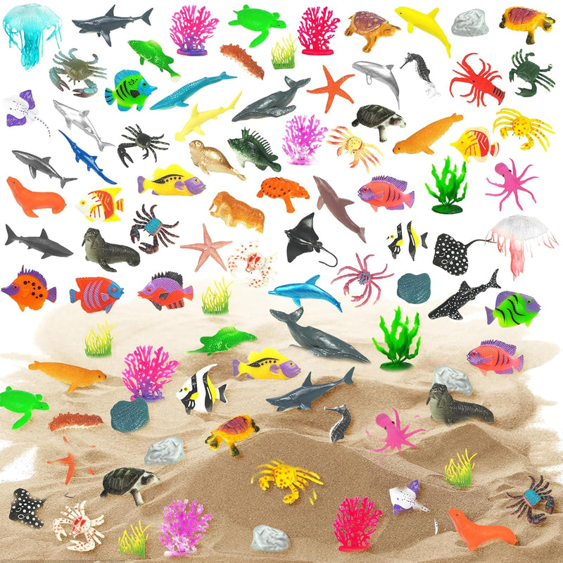 76 Pcs Ocean Sea Animal Toys Plastic Animal Toys Realistic Mini Animal Figu