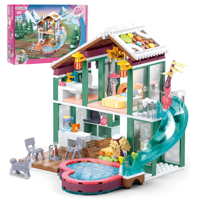 Building Blocks Set Toy, 439Pcs Hot Spring Vacation House Building Bricks K