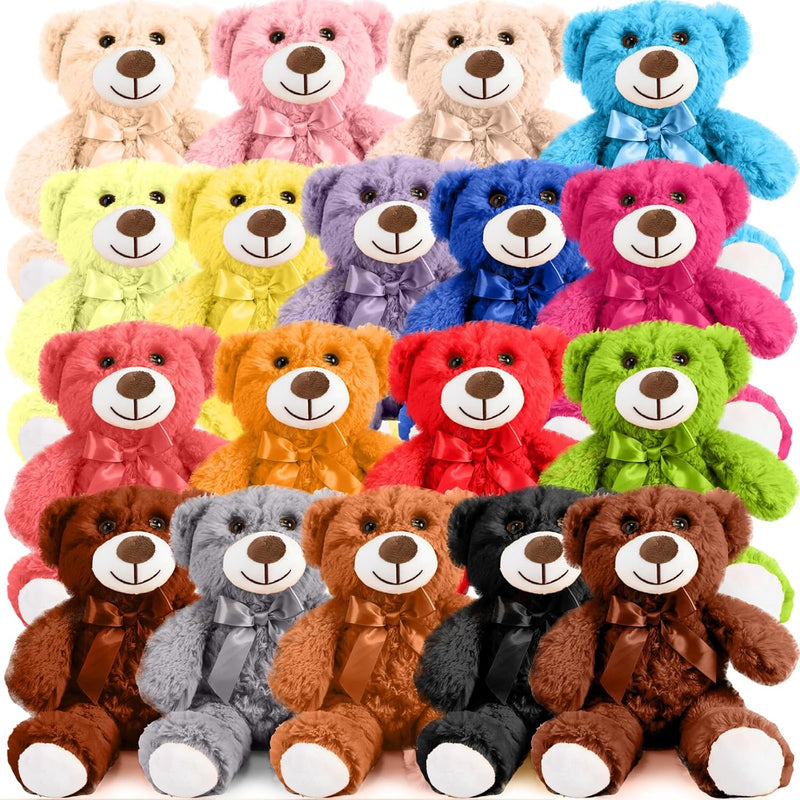 18 Pieces Bear Plush Stuffed Animals Toys With Bow 14 Inches Bear Bulk Stuffed