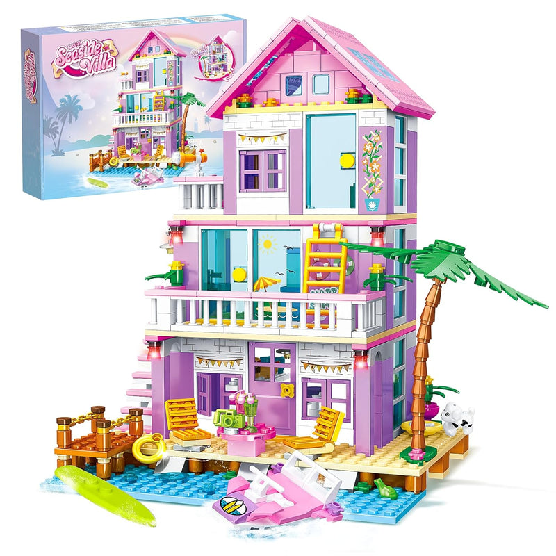 Beach House Building Set, Seaside Villa Dream House Building Toys Compatibl