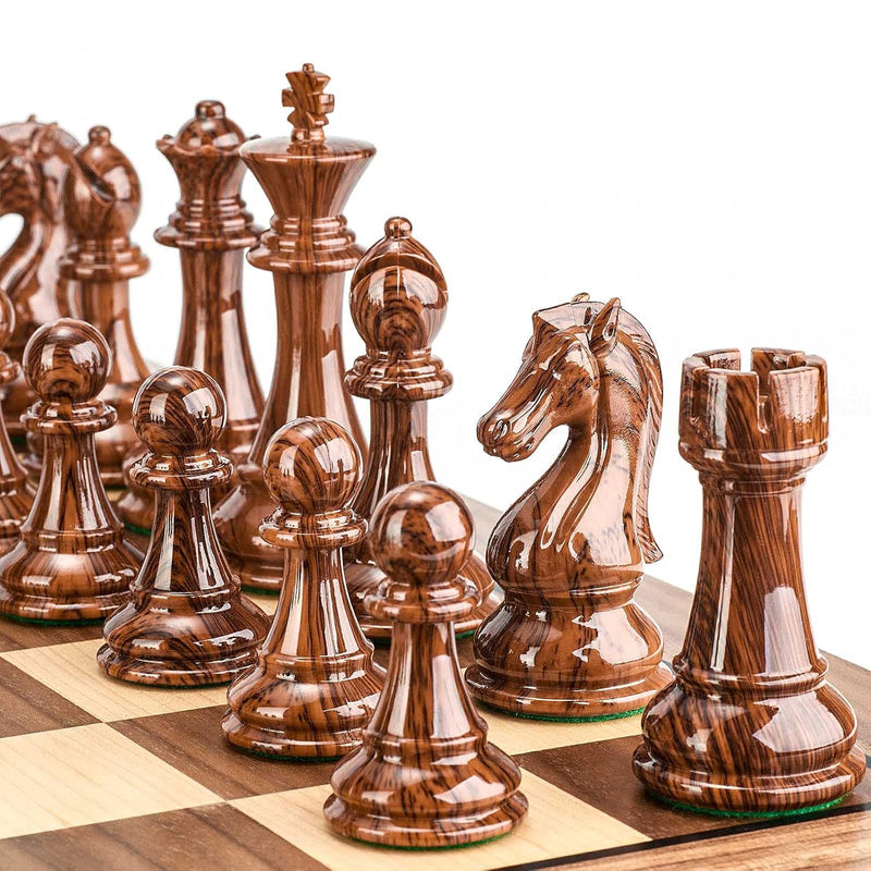 AMEROUS High Polymer Weighted Chess Pieces with 4.25'' King - 2 Extra Queen