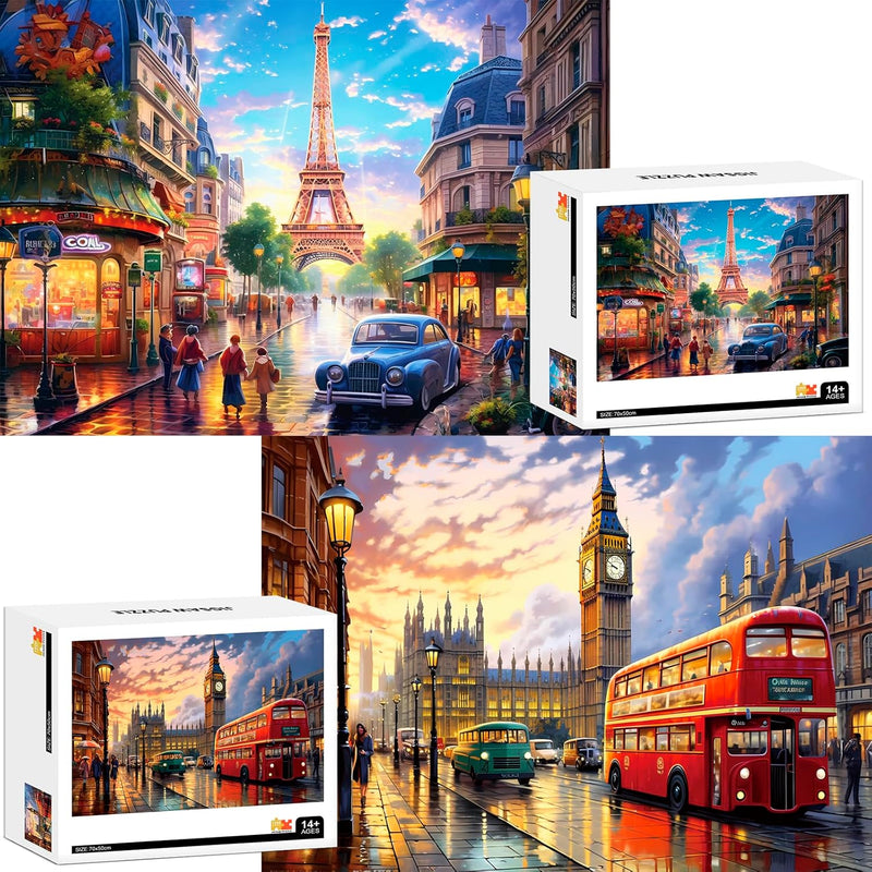 2 Pack Puzzles For Adults 1000 Pieces Big Ben And Eiffel Tower Difficult Ji