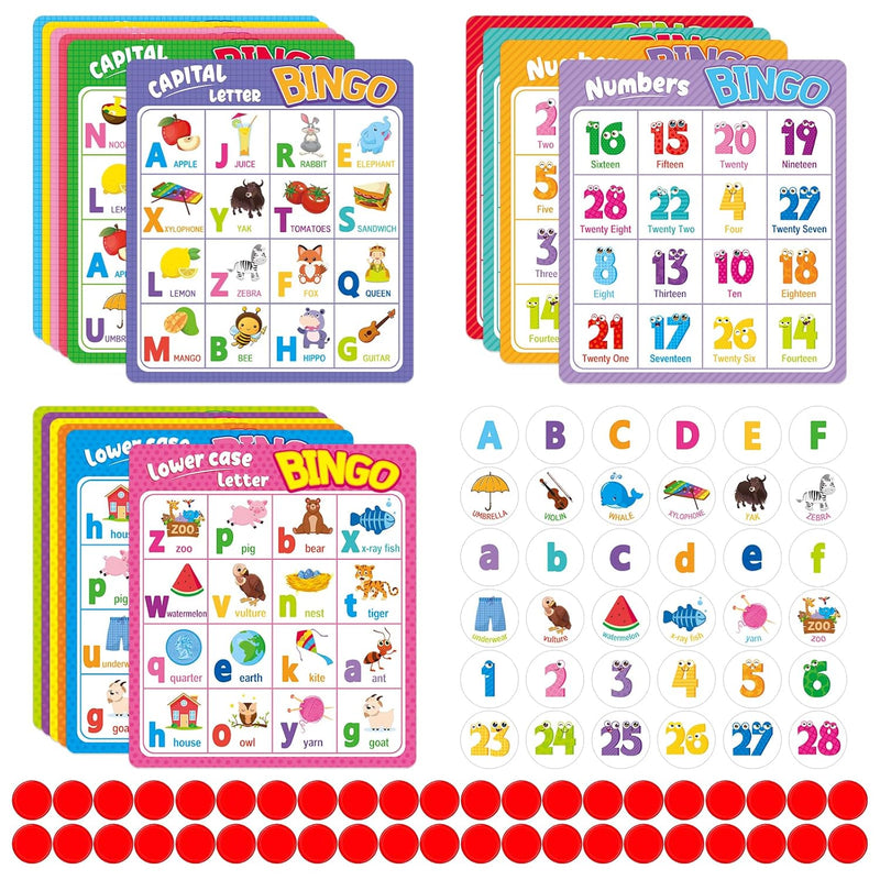 Alphabet Bingo Game Cards, Abc And 123 Bingo Board Game Uppercase Lowercase
