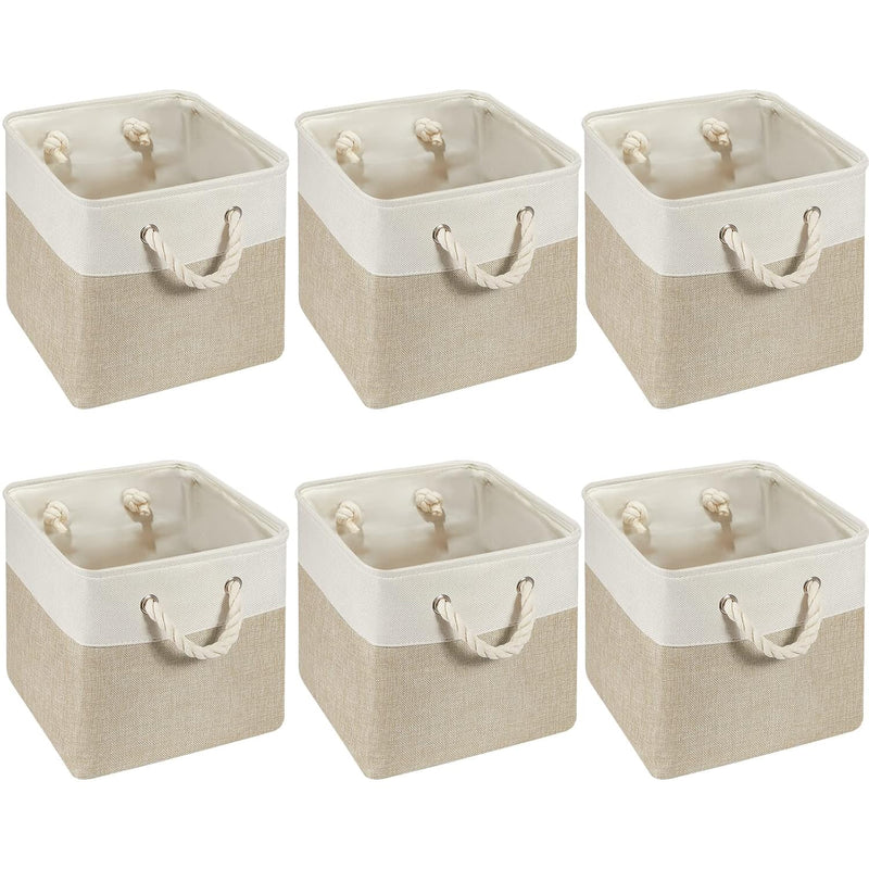 6 Pieces Cube Storage Bins Small Foldable Storage Cube Baskets With Sturdy Carry