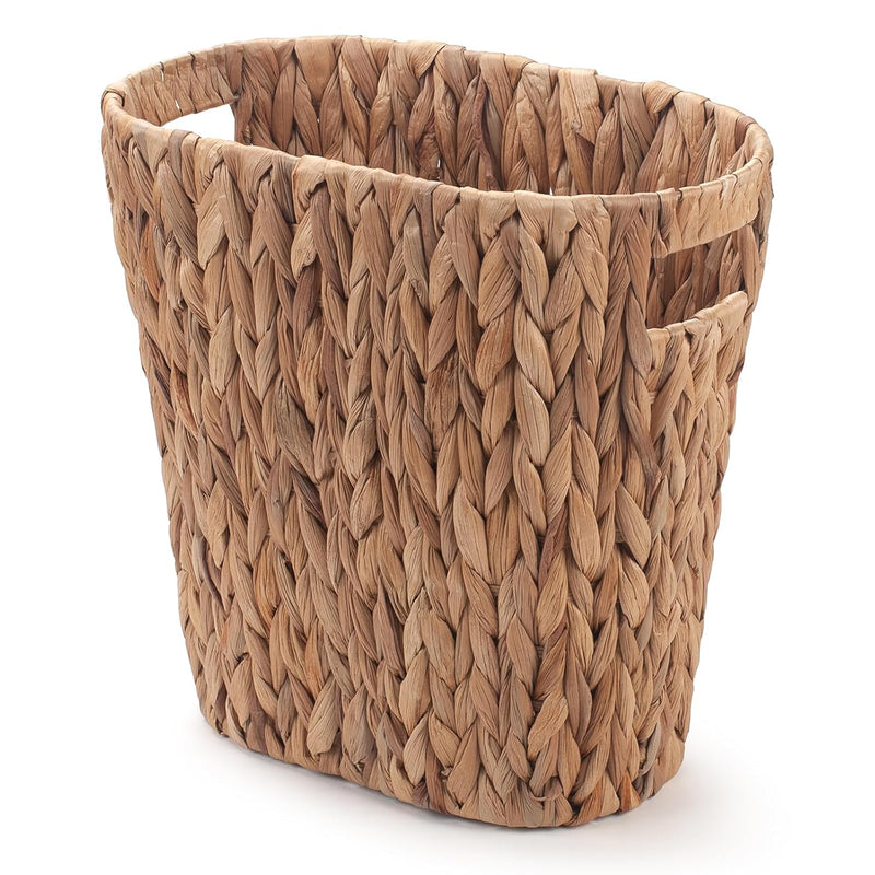 Bathroom Trash Can, Handwoven Wicker Trash Can With Handles For Bedroom, Living