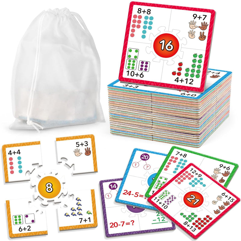 Addition and Subtraction Puzzle Cards Math Manipulatives Kindergarten Math