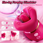 Vibrator Wand Dildo Clit Sucker - Rose Sex Toy With Powerful Thrusting, G-Spot Vibration & 10 Adjustable Sucking Modes For Clit Stimulation. Double-Ended Anal Toy For Couples & Women