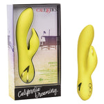 California Dreaming Venice Vixen - Silicone Rabbit Vibrator – Waterproof Clitoral Sex Toys For Couples – 10 Vibration Function Massager - Yellow