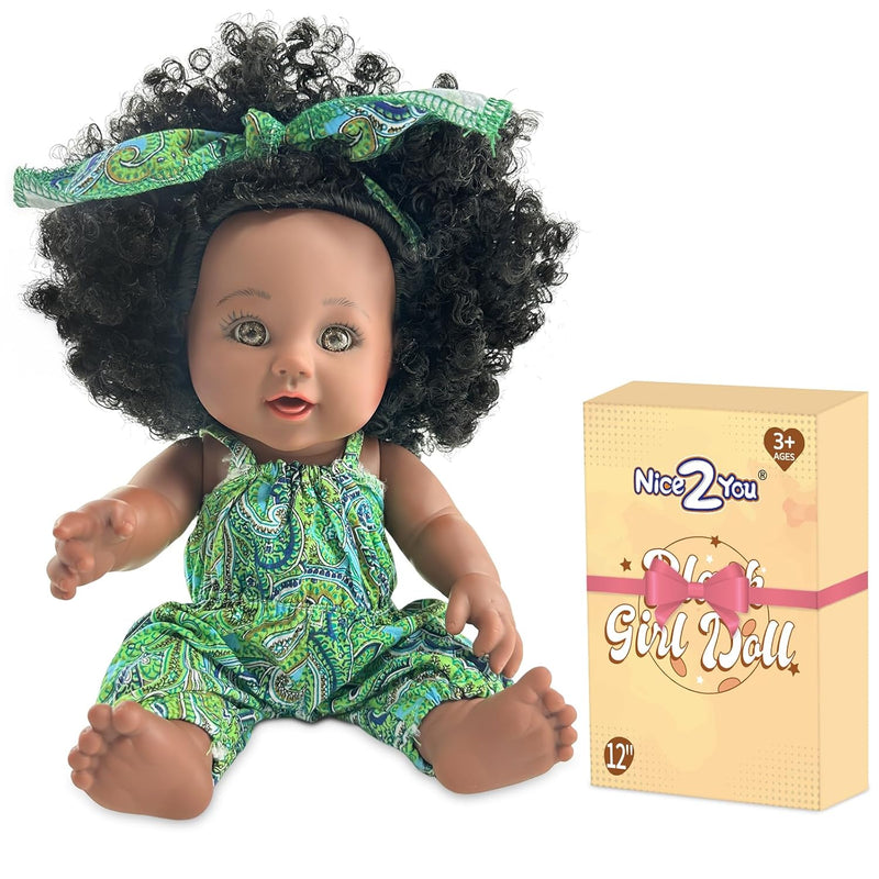 12In Black Baby Dolls For Girl, African American Black Doll For 1 3 Years O