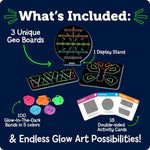 Glow-in-the-Dark Geo Art STEM Kit for Kids with 35 Design Activities