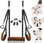 Leopard Print Door Swing with Plush Seat – Adjustable Bondage Set for Couples