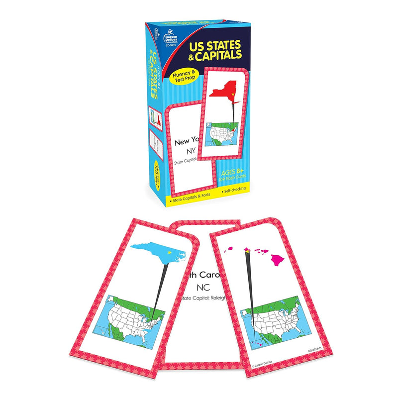 Carson Dellosa States and Capitals Flash Cards for Kids Ages 8+, Geography