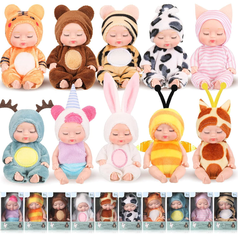 Hanaive 10 Pcs 4 Inch Mini Baby Dolls Lifelike Realistic Baby Dolls Tiny Ba