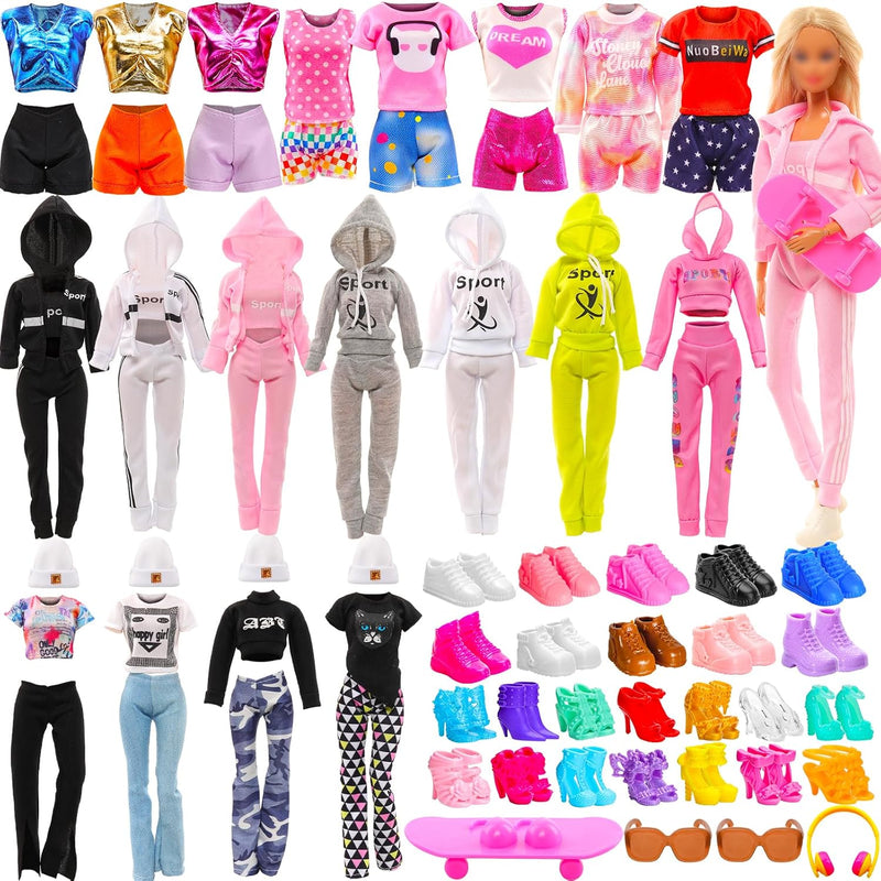 27 Pcs Doll Clothes And Accessories Including 8 Set Clothes Hooded Sport Su