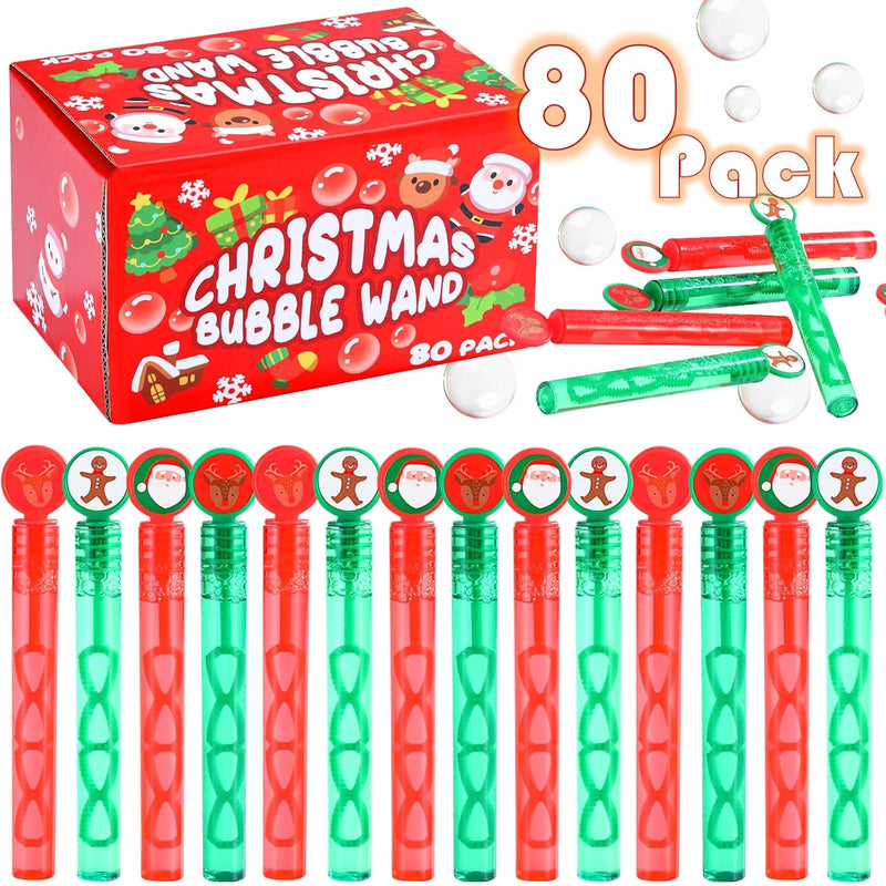 80 Pcs Christmas Bubble Wands,Mini Bubbles Party Favors For Christmas,Perfect